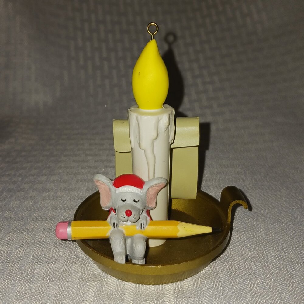 Vintage Noma 1994 Mouse Candle Candlestick Writing Santa